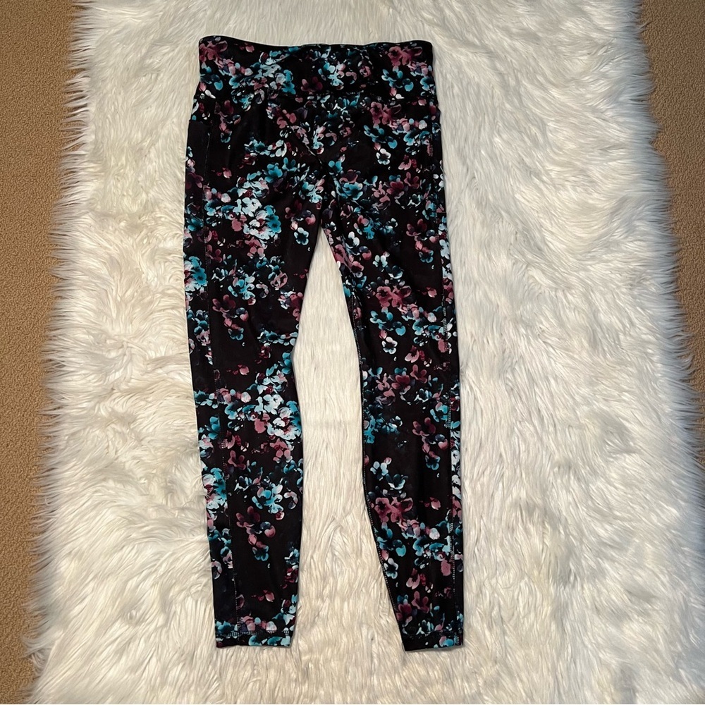 Avia Active Core Performance Legging Black Floral L 12-14 - Picture 7 of 11